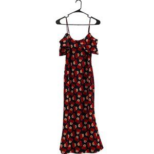 Karl Lagerfeld Paris Midi Slip Dress Black w/ Roses Vogue 125 Limited Edition XS